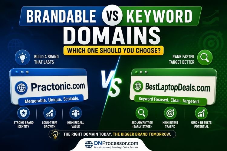 Brandable Domains vs Keyword domains infographic